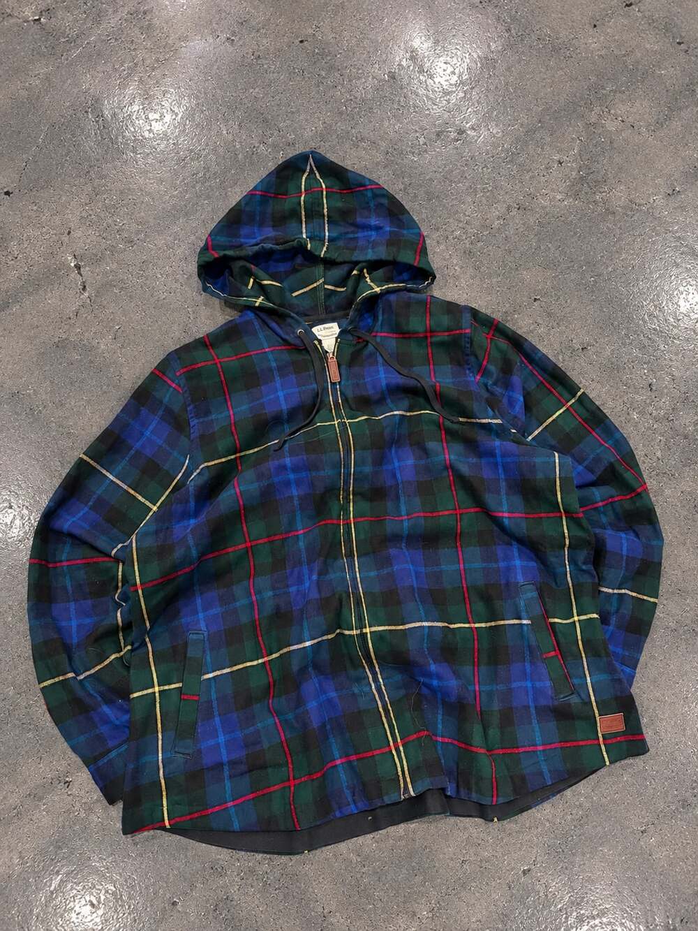 L.L.Bean Plaid Flannel Hooded Full Zip Jacket Size 1X Relaxed Fit